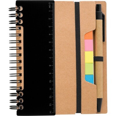 ბლოკნოტი ზამბარით A5 "ECOLOR" V2991 ყავისფერი, 60 ფურცელი, 125 წებოვანი სტიკერი, სახაზავით, ხაზი