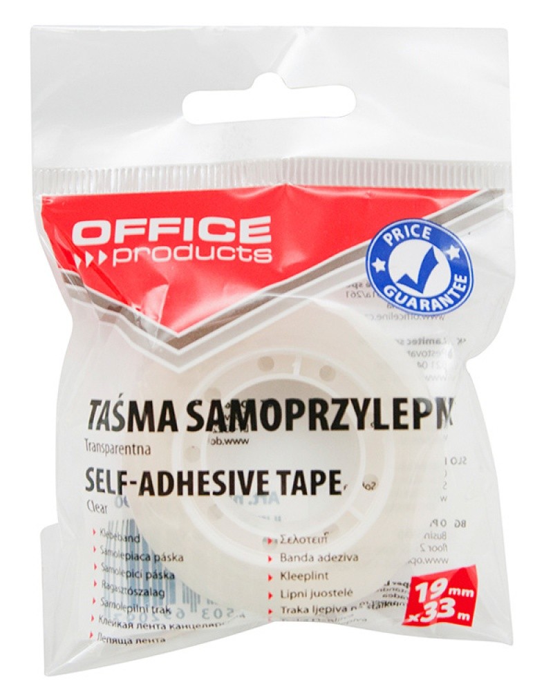 პატარა სკოჩი საკანცელარიო OFFICE PRODUCTS (33 მეტრი) სიგანე:19 მმ (1 ცალი) (ინდივიდუალური შეფუთვით)