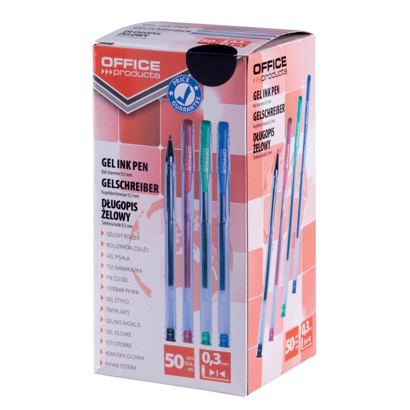 კალამი გელიანი OFFICE PRODUCTS Classic, 0.5მმ, წითელი (50ცალი)