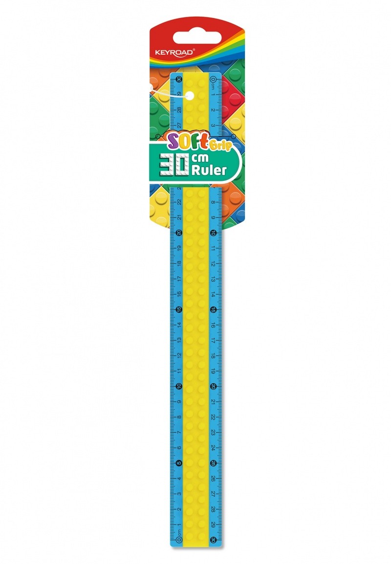 სახაზავი KEYROAD SOFT GRIP 30სმ, შერეული ფერები