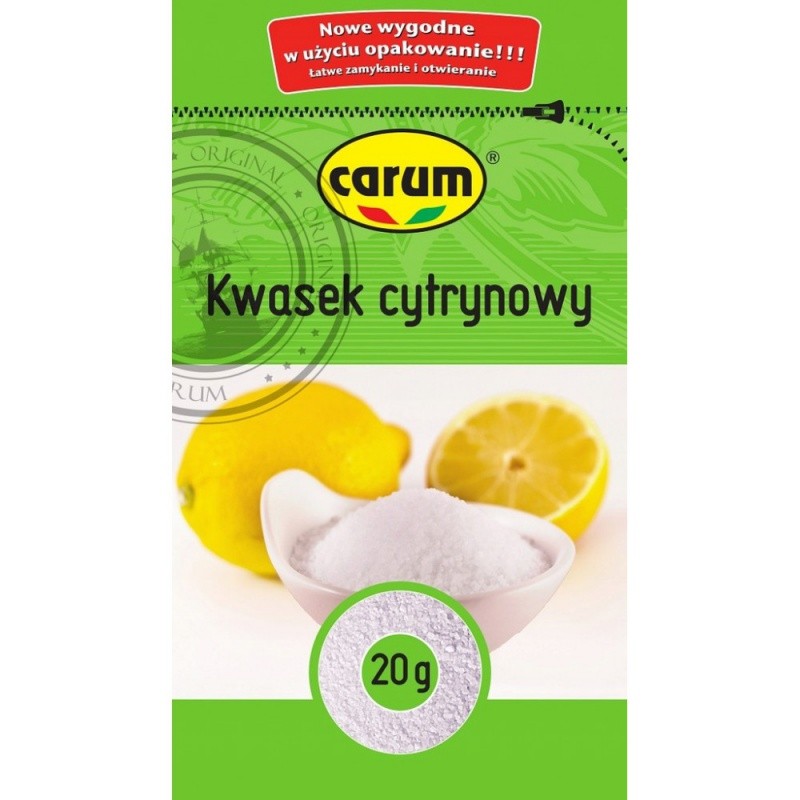 ლიმონმჟავა CARUM 20გრ, ნადებისა და კირქვის მოსაშორებლად