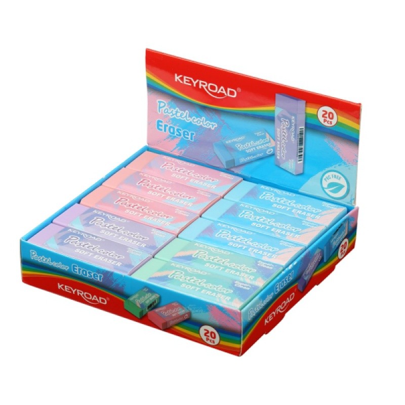 PASTEL ERASER, KEYROAD, PVC FREE, 4COLORS