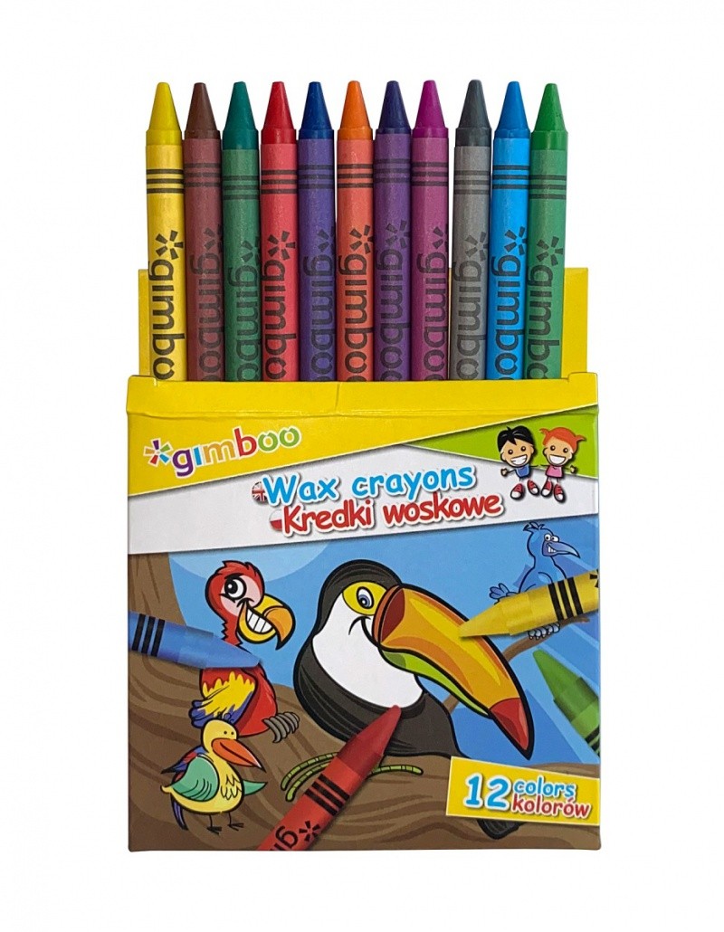 WAX CRAYONS, GIMBOO, 12 PCS