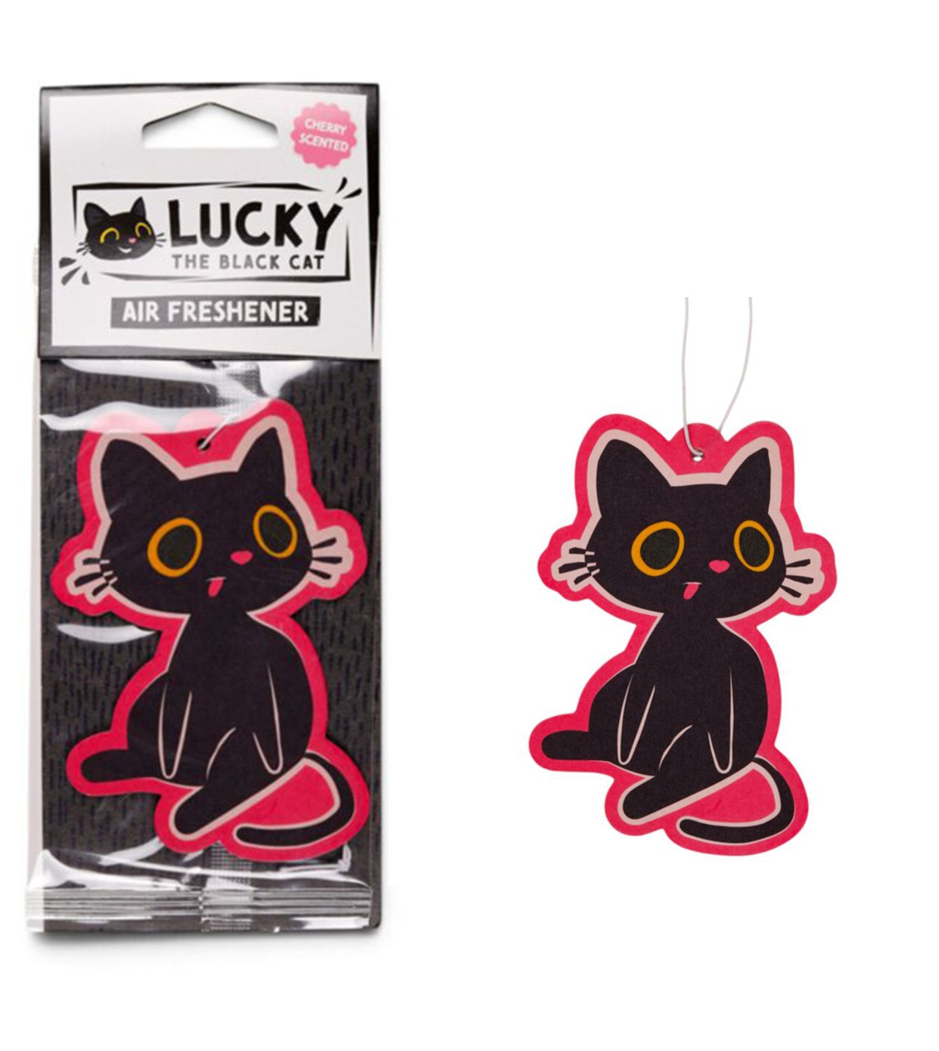 ჩამოსაკიდი ჰაერის არომატიზატორი "JOLLY LONDON" LUCKY THE BLACK CAT, ალუბლის არომატი