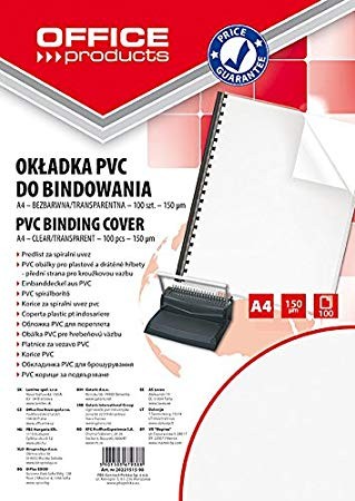 ასაკინძი ზედა გამჭვირვალე ყდა A4 150 მიკრონი 100 ცალი OFFICE PRODUCTS
