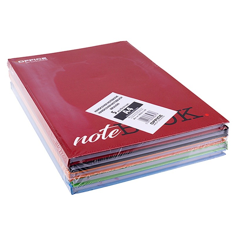 ბლოკნოტი A4 მყარი ყდით 96ფ. (ხაზი) OFFICE PRODUCTS შერეული ფერები
