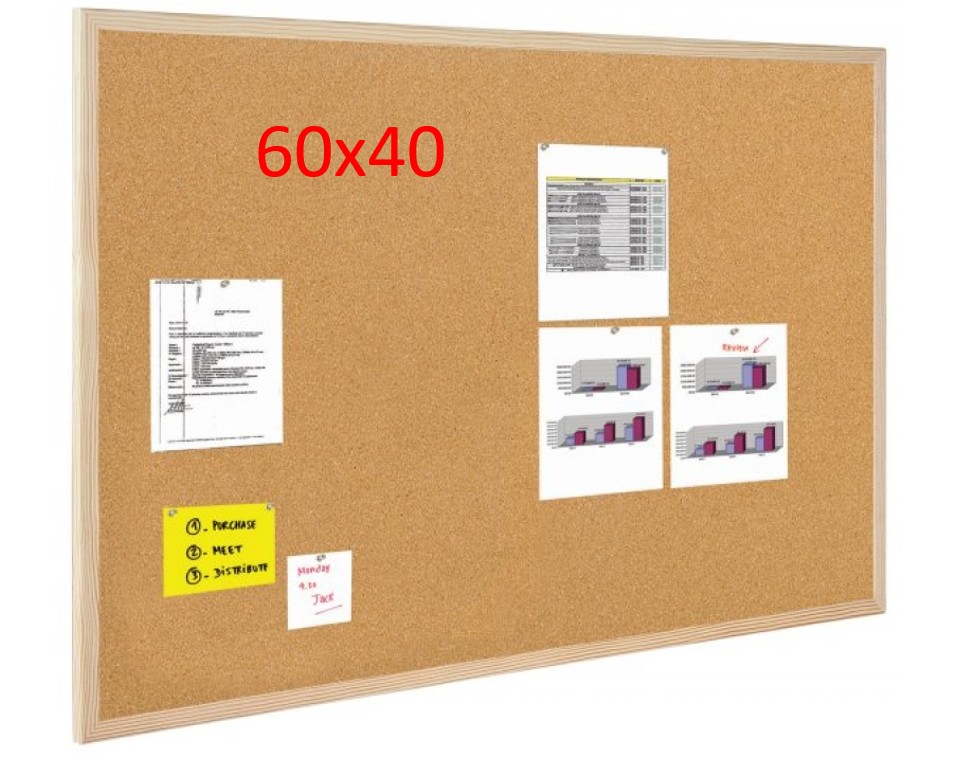 CORK NOTICE BOARDS ECONOMIC PINE WOOD FRAME 600X400