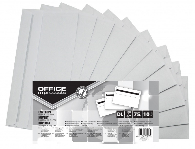 კონვერტი "დიპლომატი" თვითწებვადი 110/220მმ OFFICE PRODUCTS (10ც), 75გრ