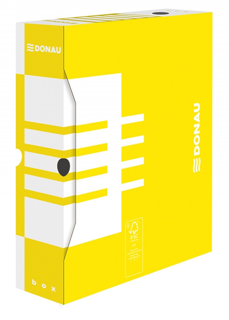 FILE STORAGE BOX, CARDBOARD, A4/80, DONAU, YELLOW