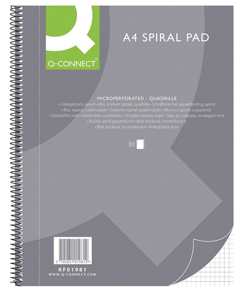 850351020 SPIRAL BOOK A4 SQUERED 80 SHEETS