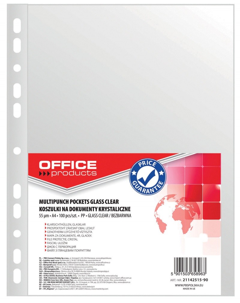 ფაილი 55 მიკრონი (100 ცალი) OFFICE PRODUCTS პრიალა ზედაპირით