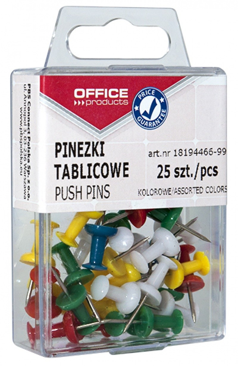 ჭიკარტი ფერადი (25 ცალი) კოლოფით OFFICE PRODUCTS