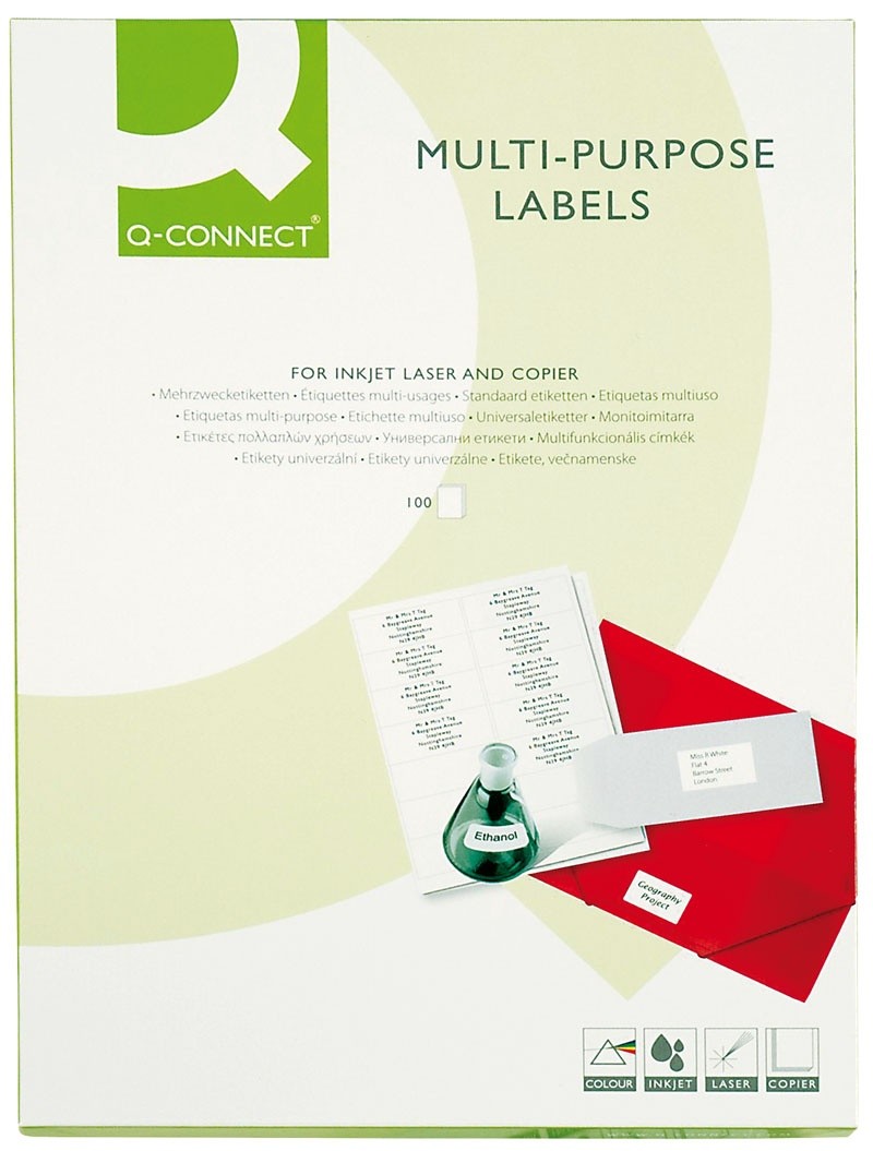 SELFADHESIVE Q-CONNECT LABELS 52,5X29,7MM, 100 SHEETS //AP4715