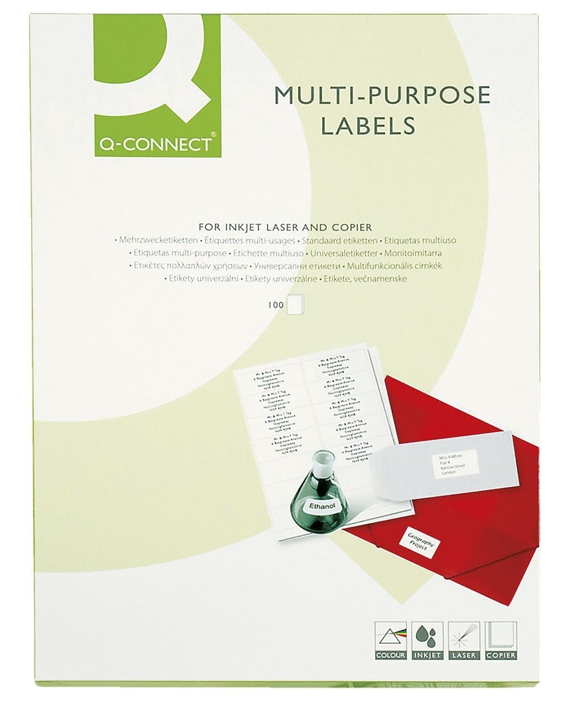SELFADHESIVE Q-CONNECT LABELS  38,1X21,1MM, 100 SHEETS //AP4716