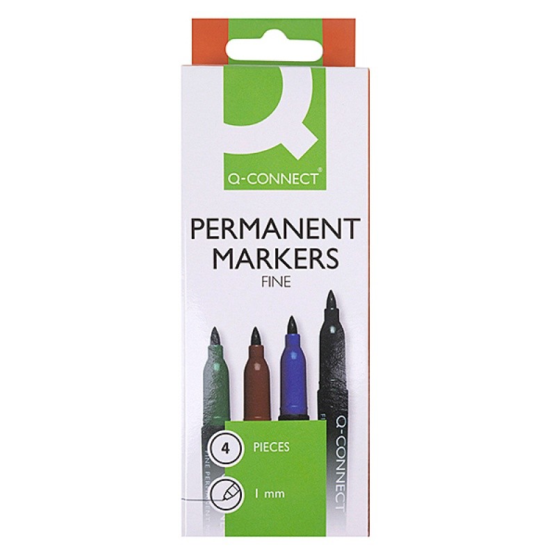 MARKER CD/DVD, Q-CONNECT, M, 1MM 4PCS PVC BAG
