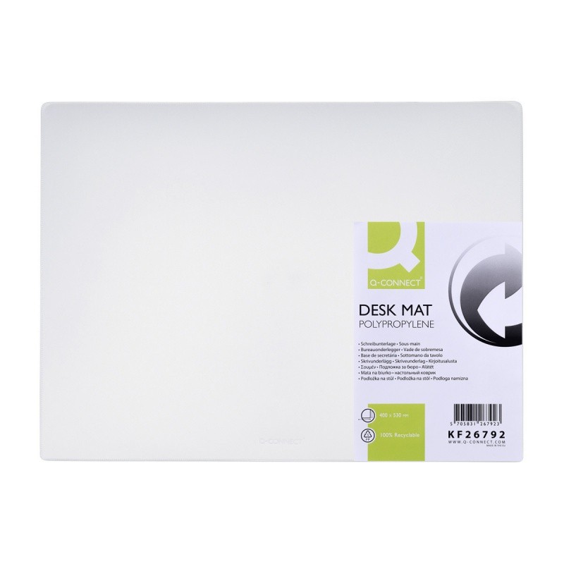 DESK PAD Q-CONNECT, PP, 400X530MM TRANSPARENT