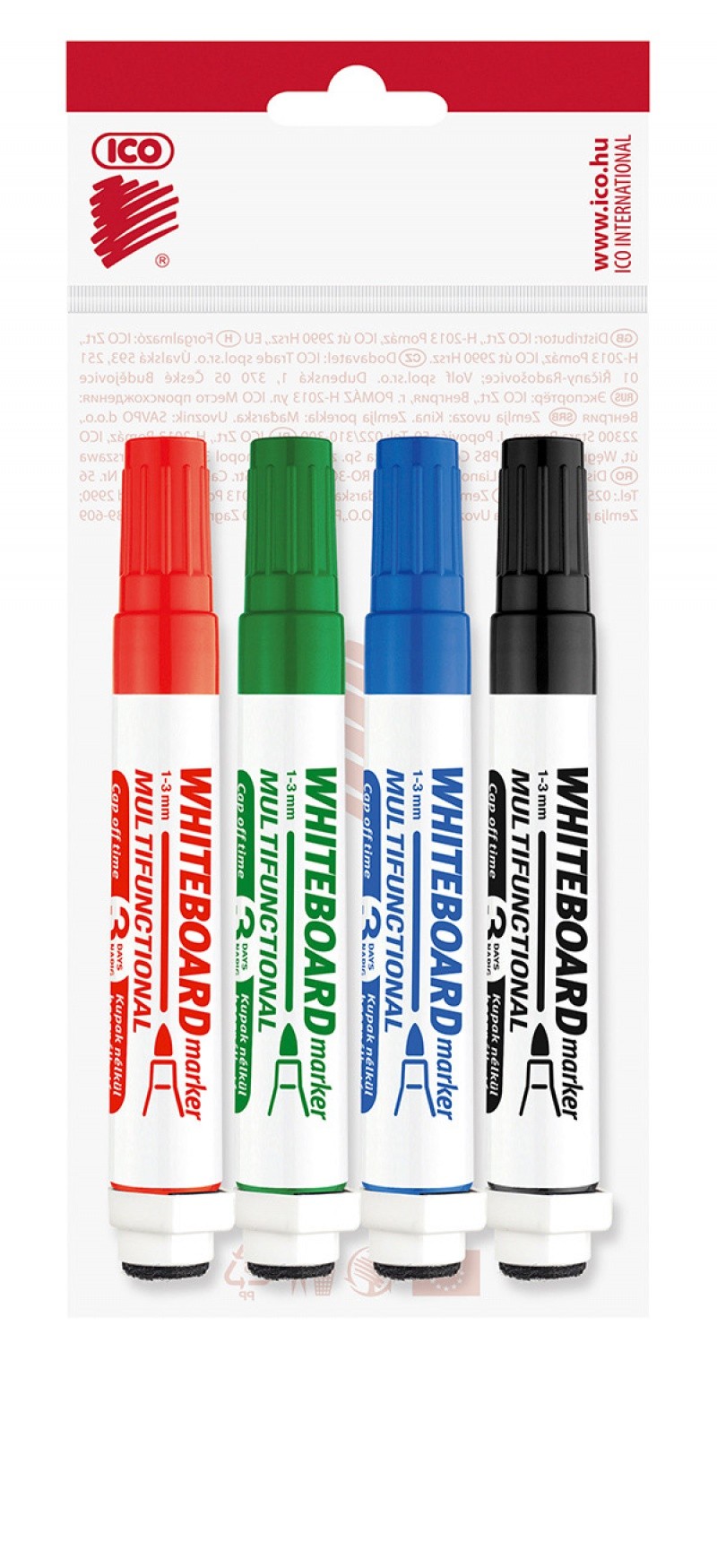 დაფის მარკერი შლადი MULTIFUNCTION XXL, 4 ცალი, საშლელით