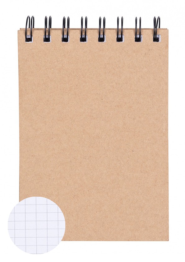 კრაფტის ბლოკნოტი ზედა ზამბარით, OFFICE PRODUCTS A6, უჯრა, 80 ფურც.