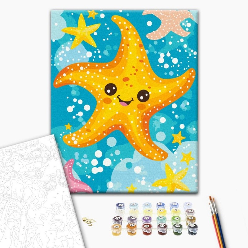 PAINTING BY NUMBERS, BRUSHME, 30X40CM, KIDS, STARFISH, 1PC