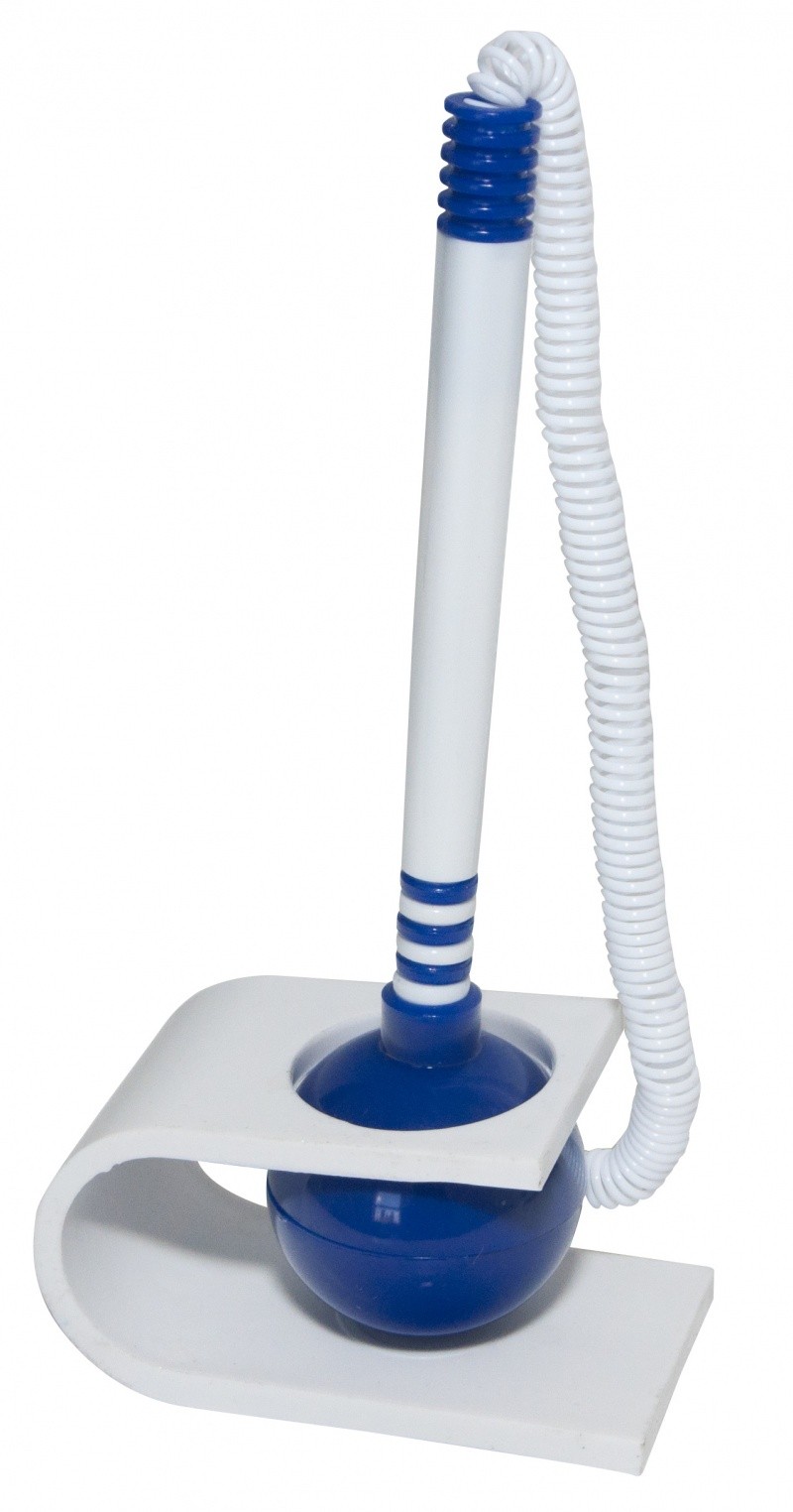 RECEPTION BALL PEN WITH SPRING CHAIN, OFFICE PRODUCTS, UPRIGHT, SELFADHESIVE, BLUE