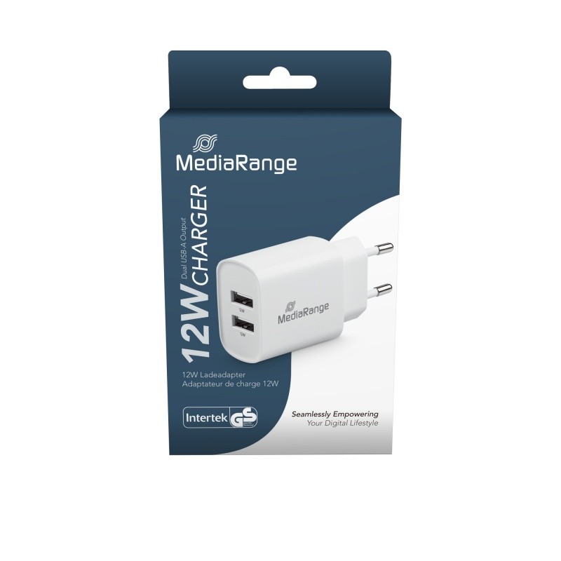 12W სწრაფი დამტენი, 2x USB-A, თეთრი