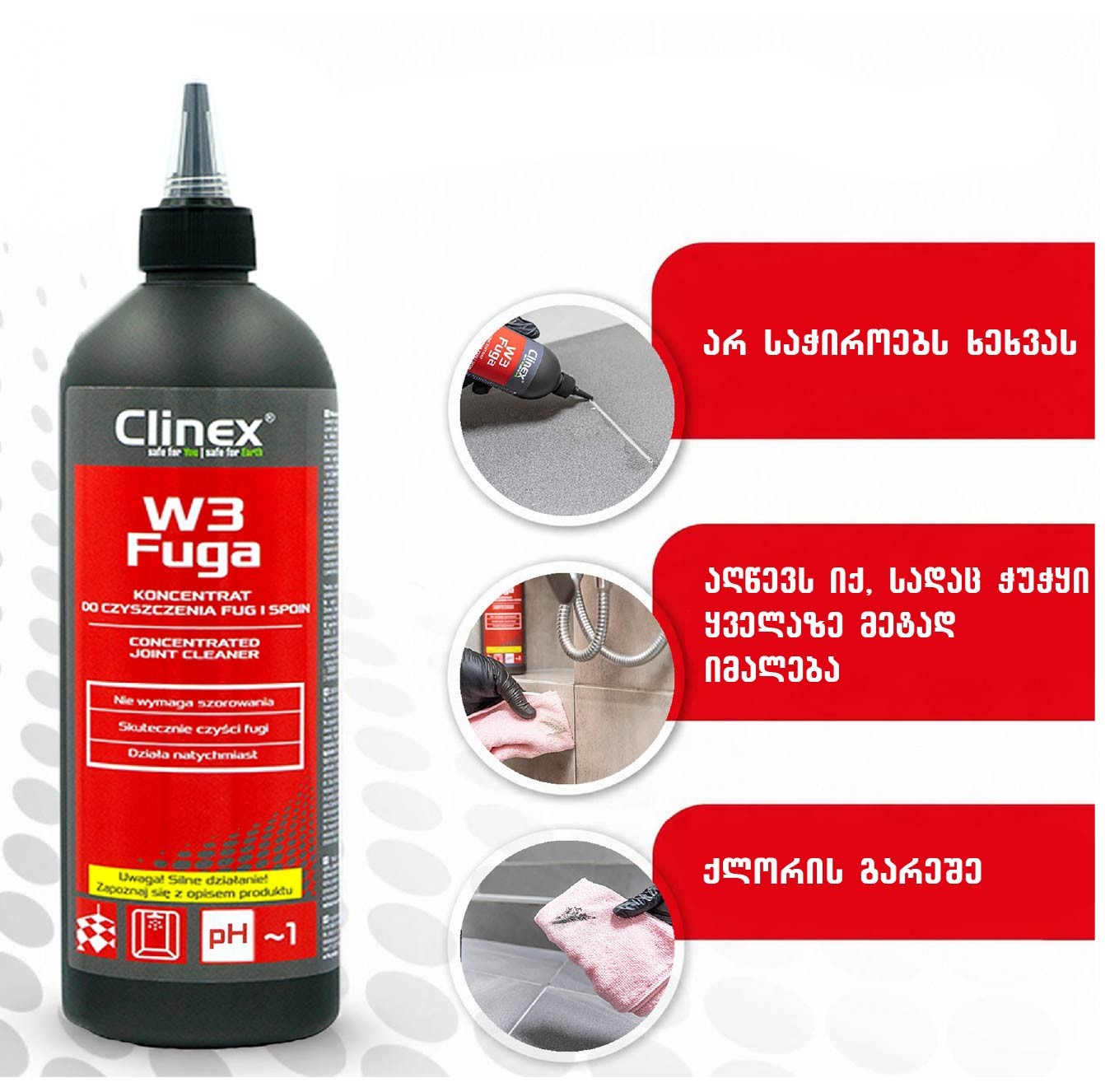 CLEANER, CLINEX, W3 FUGA, 500ML