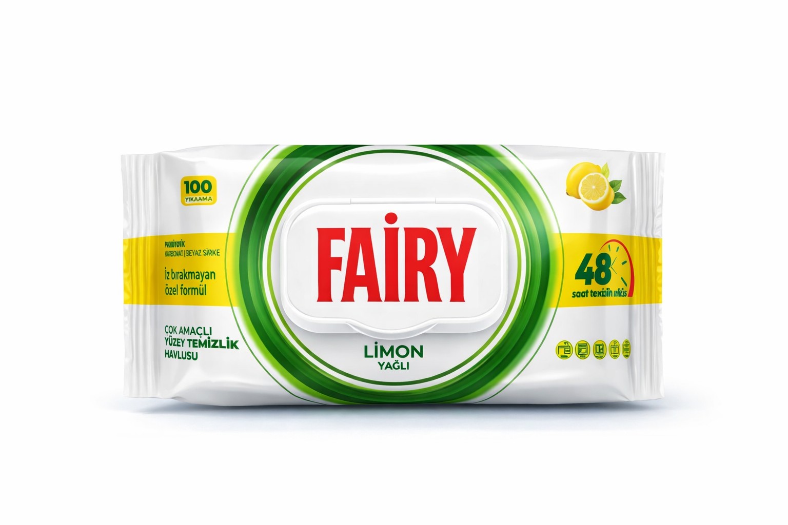 სველი ხელსახოცი "ფეირი / Fairy" მრავალფუნქციური ზედაპირის საწმენდი, ლიმონი, 100 ც.