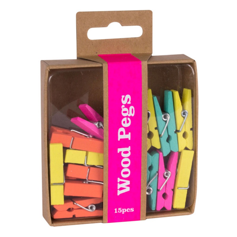 Fluor Collection ხის სამაგრები, 15 ცალი, ასორტი